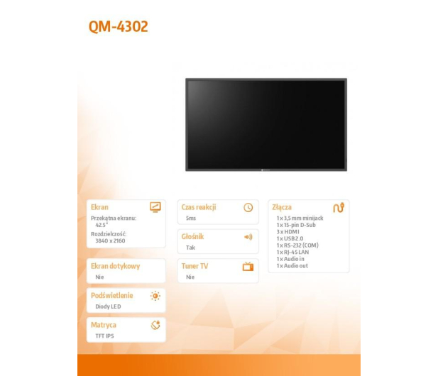 AG Neovo 42,5'' QM-4302 Czarny - 1375969 - zdjęcie 5